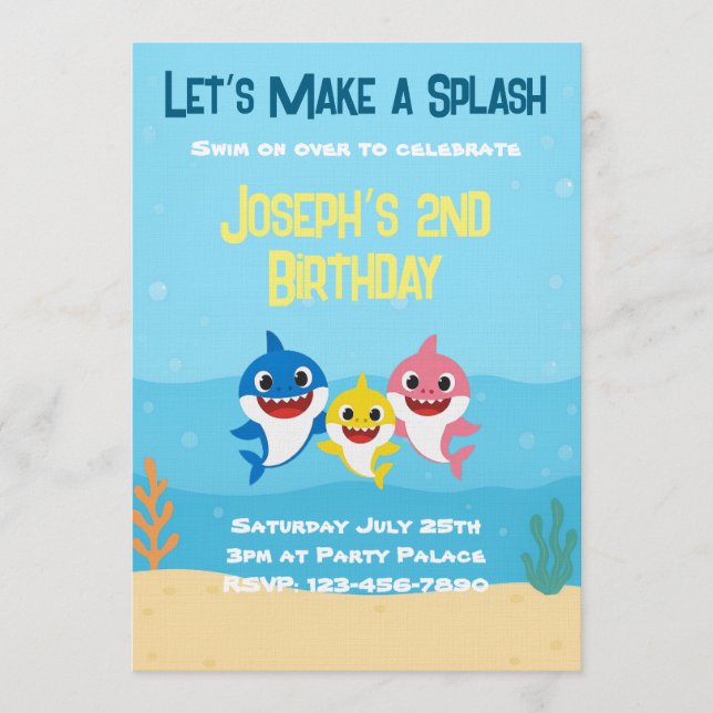 Baby Shark Birthday Invitation (Front)