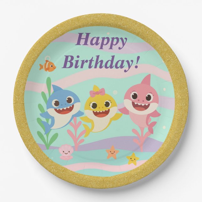 Baby Shark Birthday Party Plates (Front)