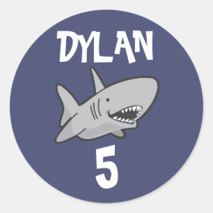 Baby Shark Blue Birthday Classic Round Sticker