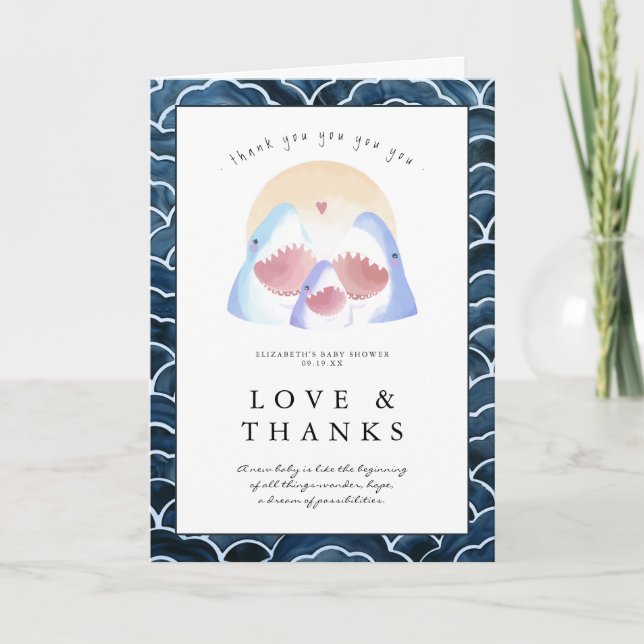 Baby Shark Doo | Baby Shower Thank You Card (Front)