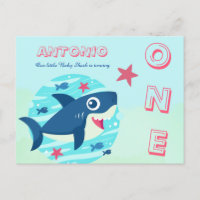 Baby shark first birthday cute under the sea blue