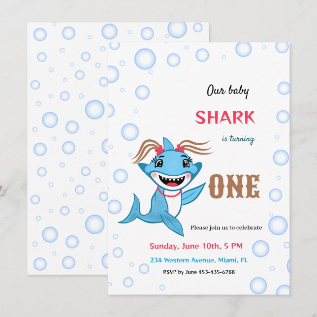 Baby shark invitation (Front/Back)