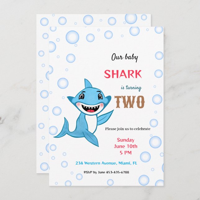Baby shark invitation (Front/Back)