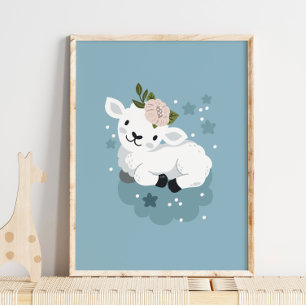 Baby Sheep Animal Name Poster   Sheep Wall Art