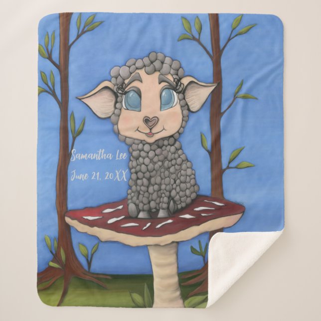 Baby Sheep on Toadstool Sherpa Blanket (Front)