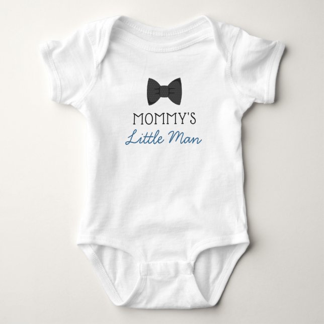 Baby Shirt Reads Mummy's Little Man Bowtie (Front)