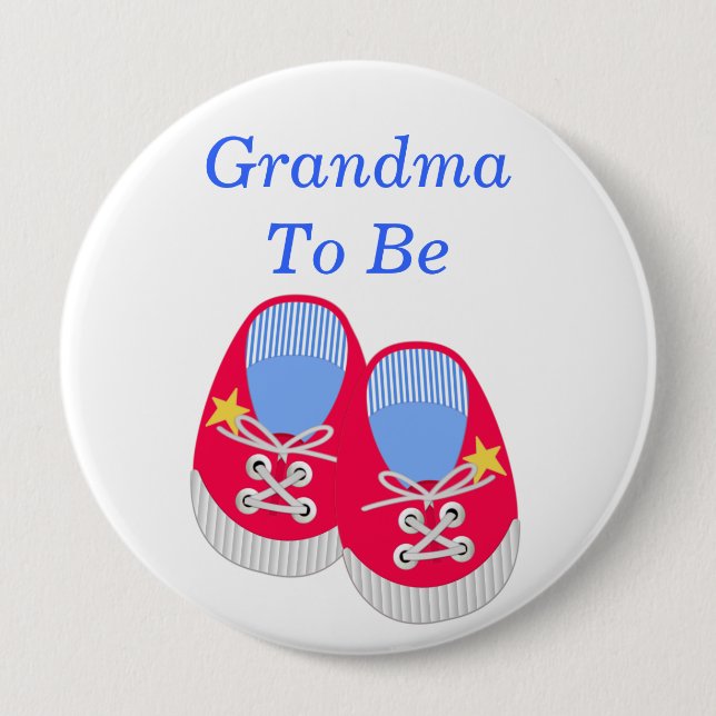 Baby Shoes Baby Shower Grandma Pin Button (Front)