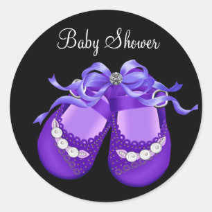 Baby Shoes Black Purple Baby Girl Shower Stickers