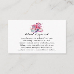Baby Shoes Blue Boy Baby Shower Book Request Enclosure Card