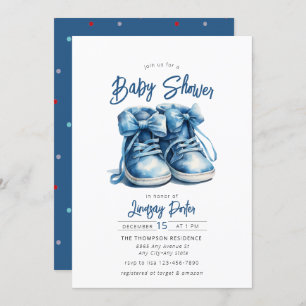 Baby Shoes   Blue Boy Baby Shower Invitation