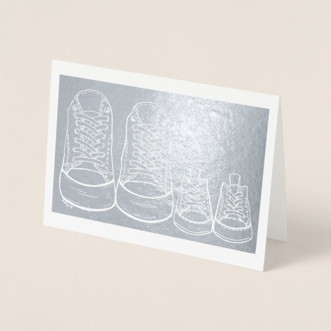 Baby Shoes New Arrival Congratulations New Baby Foil Card (Front)