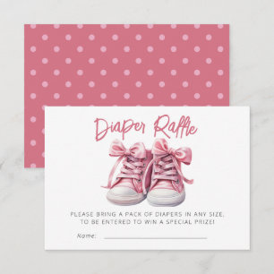 Baby Shoes Pink Girl Baby Shower Diaper Raffle Enclosure Card
