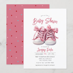 Baby Shoes Pink Girl Baby Shower Invitation