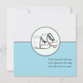 Baby Shoes Retro Baby Shower Invitation Blue