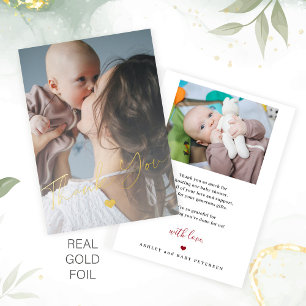 Baby shower 2 photos gold foil script modern