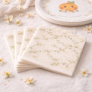 Baby Shower A Little Cutie Orange Blossom vine Napkin