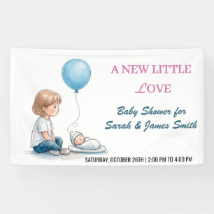 Baby Shower A New Little Love (Sibling) Banner
