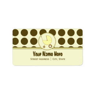 Baby Shower Address Label- Brown Dots & Yellow Label