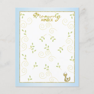 Baby Shower Advice Card "Gold Blue Birds"