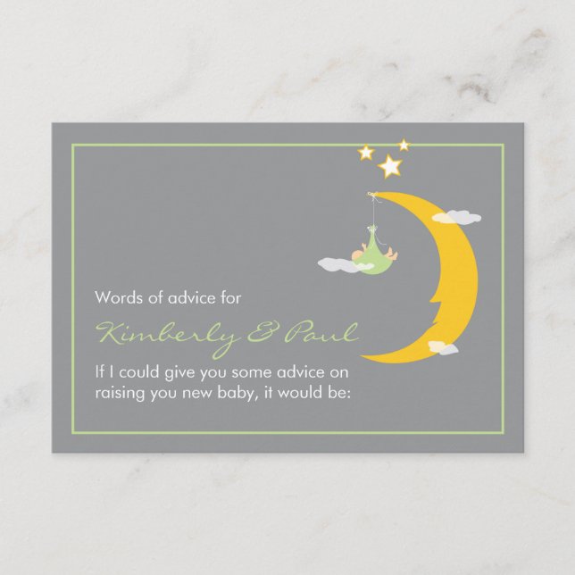 Baby Shower Advice Card Moon and Stars (Front)