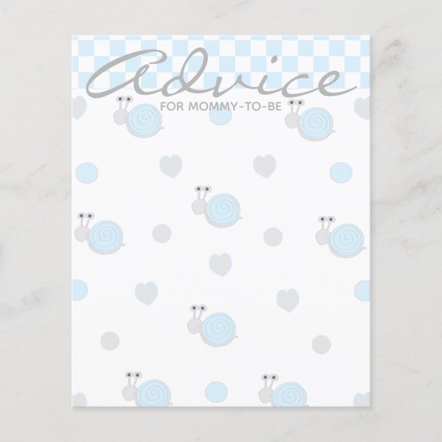 Baby Shower Advice Card "Snips and Snails" (Front)