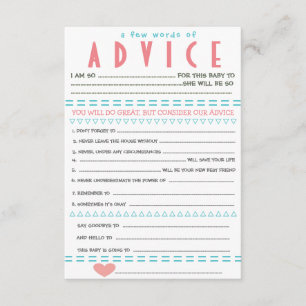 Baby Shower Advice Cards
