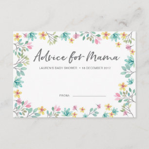 Baby Shower Advice Cards Colourful flowers