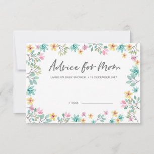 Baby Shower Advice Cards Colourful flowers