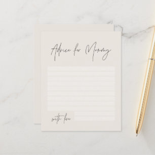 Baby shower advice for mummy modern elegant cream