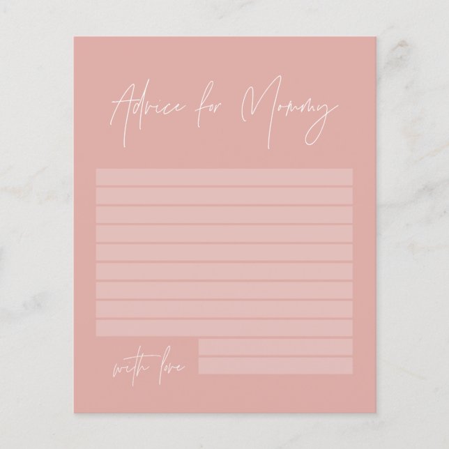 Baby shower advice for mummy modern girly pink (Front)