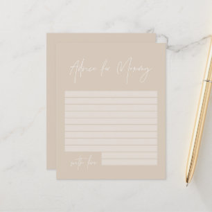 Baby shower advice for mummy modern natural beige