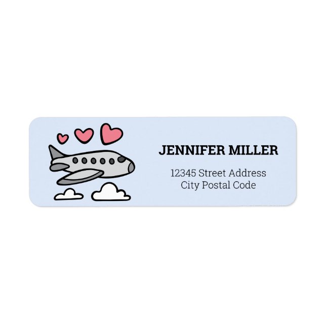 Baby Shower aeroplane Label Return Address Label (Front)