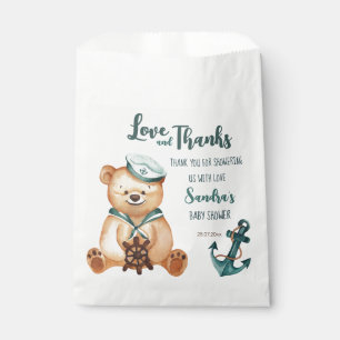 Baby shower Ahoy it's a boy teddy bear nautical Favour Bag