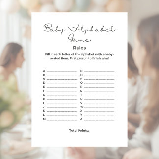 Baby Shower Alphabet Game Custom Letterhead
