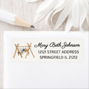 Baby Shower Animal Baby Gym Toy Return Address Label