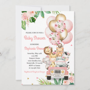 Baby Shower Animals Balloons Invitation