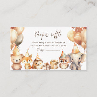 Baby Shower Animals diaper raffle ticket Enclosure Card