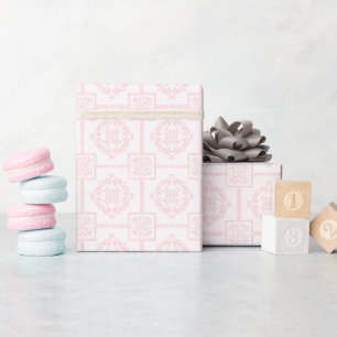 Baby Shower Asian Blush Pink Pattern Design Wrapping Paper