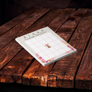 Baby Shower Autumn Forest Animal Bingo Game Notepad