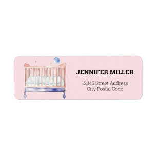 Baby Shower baby bed Return Address Label