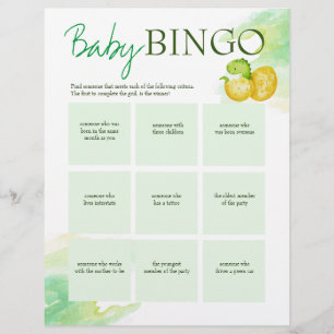 Baby shower baby bingo game personalised template custom letterhead