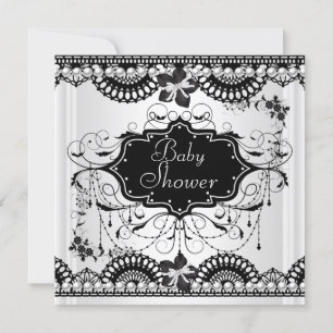 Baby Shower Baby Black White Girl or Boy Invitation