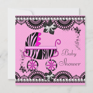 Baby Shower Baby Black White Pink Girl Invitation