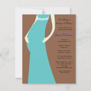 Baby Shower, Baby BLUE BOY Baby Bump, Invitation