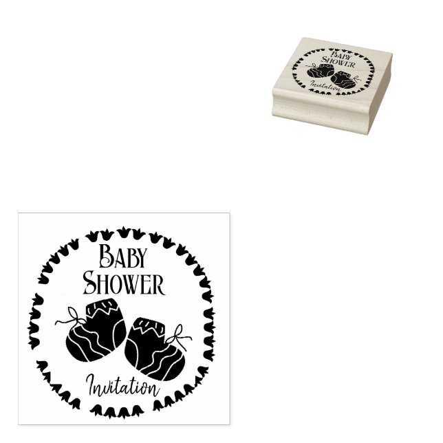 Baby Shower Baby Booties  Rubber Stamp (Stamped)