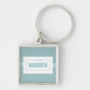Baby shower baby boy blue birth date  key ring