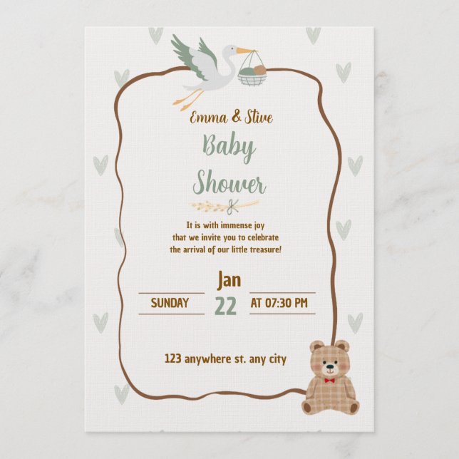 Baby shower - baby boy or gris Invitation (Front)