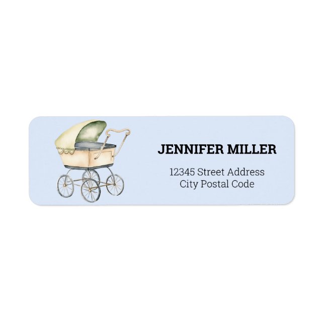 Baby Shower baby carriage Return Address Label (Front)