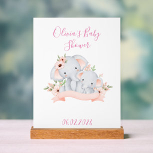 BABY SHOWER BABY ELEPHANT AND MOM ELEPHANT ACRYLIC SIGN