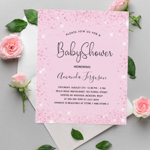 Baby Shower baby girl blush pink budget invitation